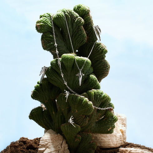 Silver Geometric Point Pendant Necklace