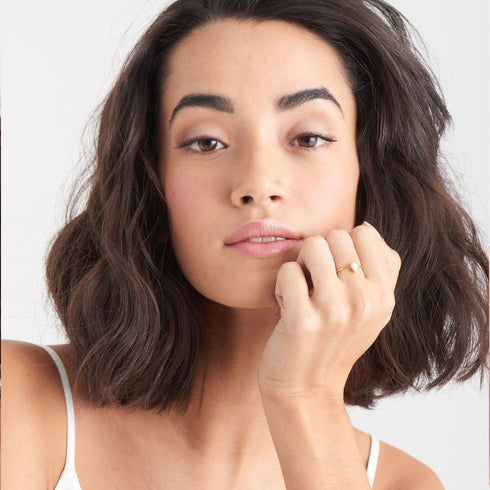 Opal Colour Adjustable Gold Ring