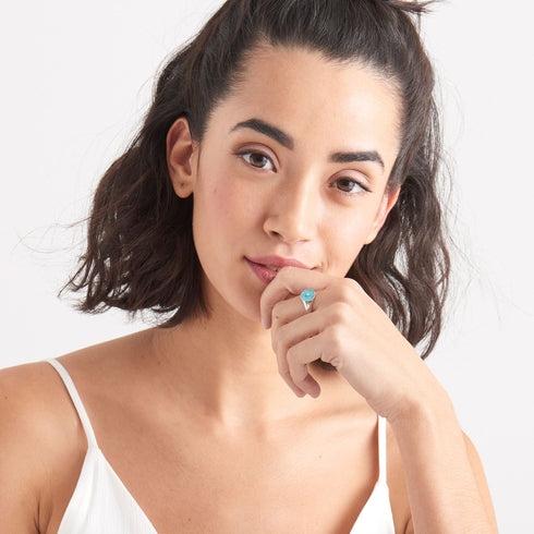 Silver Turquoise Emblem Signet Ring