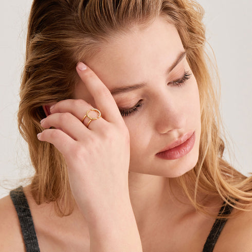 Gold Spike Adjustable Double Ring