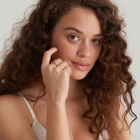 Berry Enamel Bar Gold Adjustable Ring