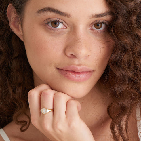 Compass Emblem Gold Adjustable Ring