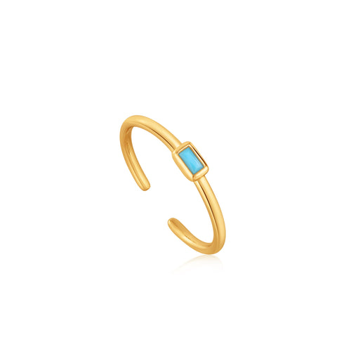 Turquoise Gold Band Adjustable Ring