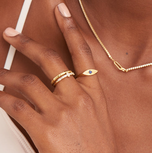 Gold Sparkle Multi Stone Band Ring