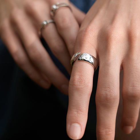 Silver Sparkle Wide Adjustable Ring