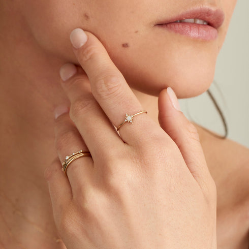 14kt Gold Stargazer Natural Diamond Stardust Ring