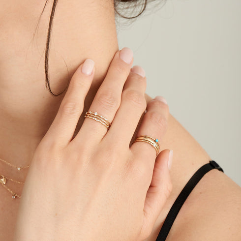 14kt Gold Stargazer Natural Diamond Stardust Ring