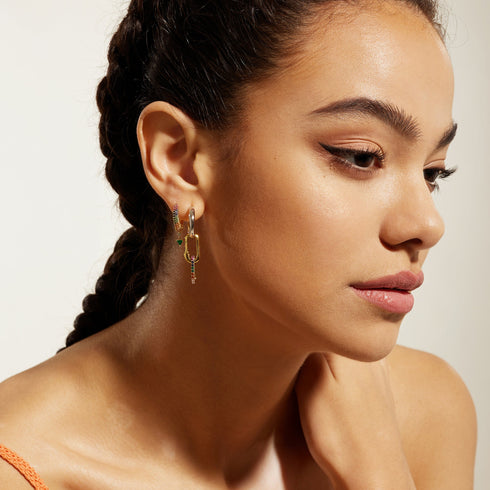 Gold Sparkle Drop Green Earring Charm