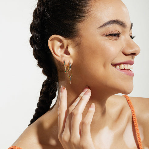 Gold Sparkle Drop Green Earring Charm