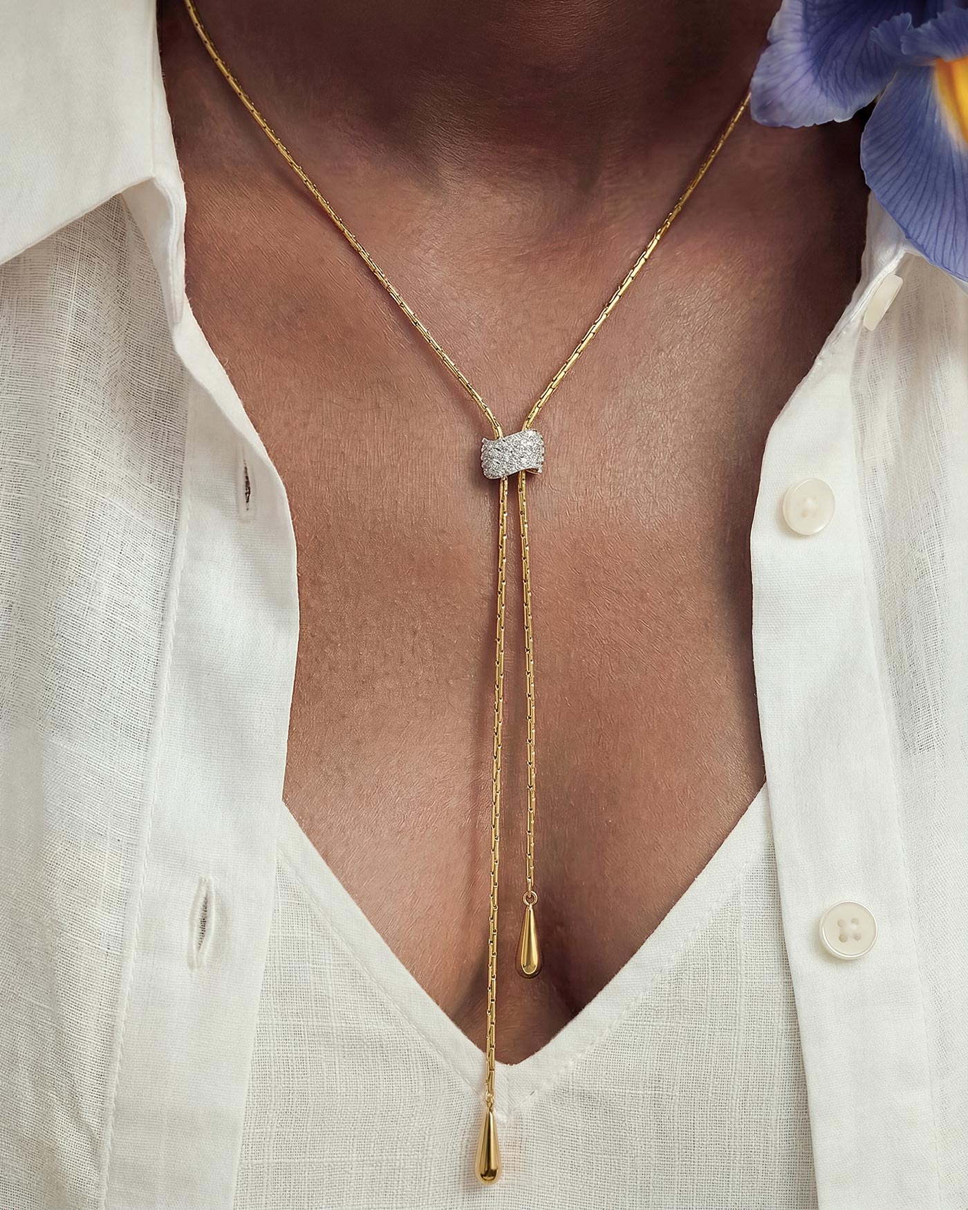 Gold Teardrop Slider Necklace
