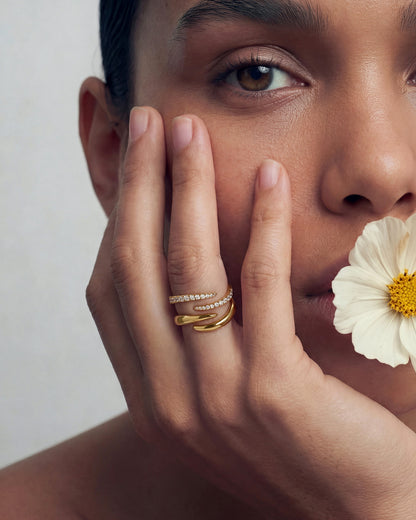 Gold Spiral Pavé Adjustable Ring