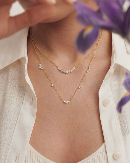 Gold Graduated Pavé Arc Necklace