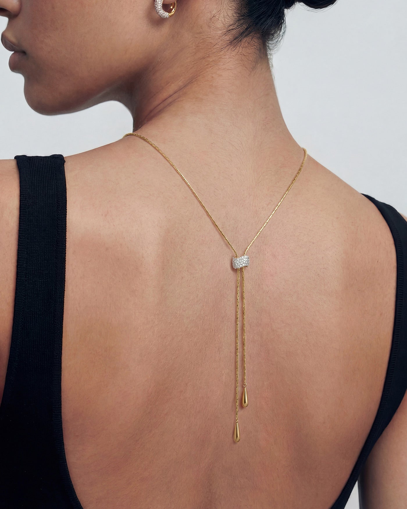Gold Teardrop Slider Necklace