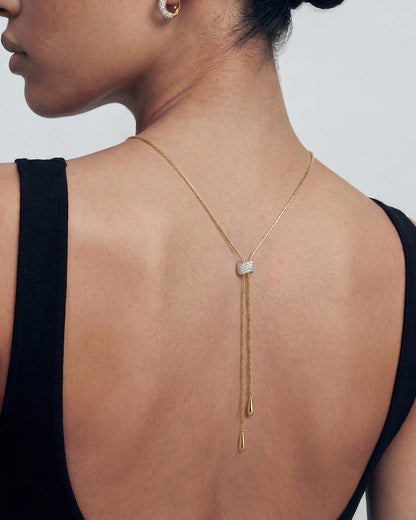 Gold Teardrop Slider Necklace