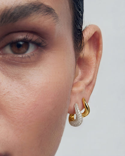 Gold Wave Huggie Hoop Earrings