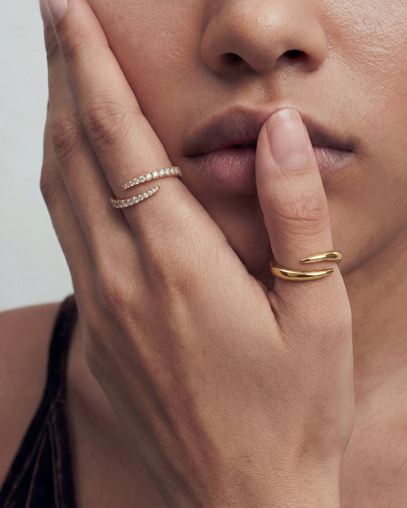 Gold Spiral Pavé Adjustable Ring
