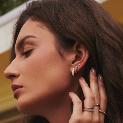 Aimee Joelle Remi Silver Huggie Hoop Earrings