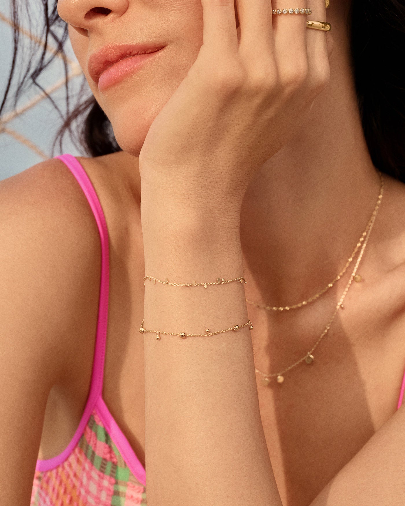 Ania Haie gold geometry mixed discs bracelet full view detail