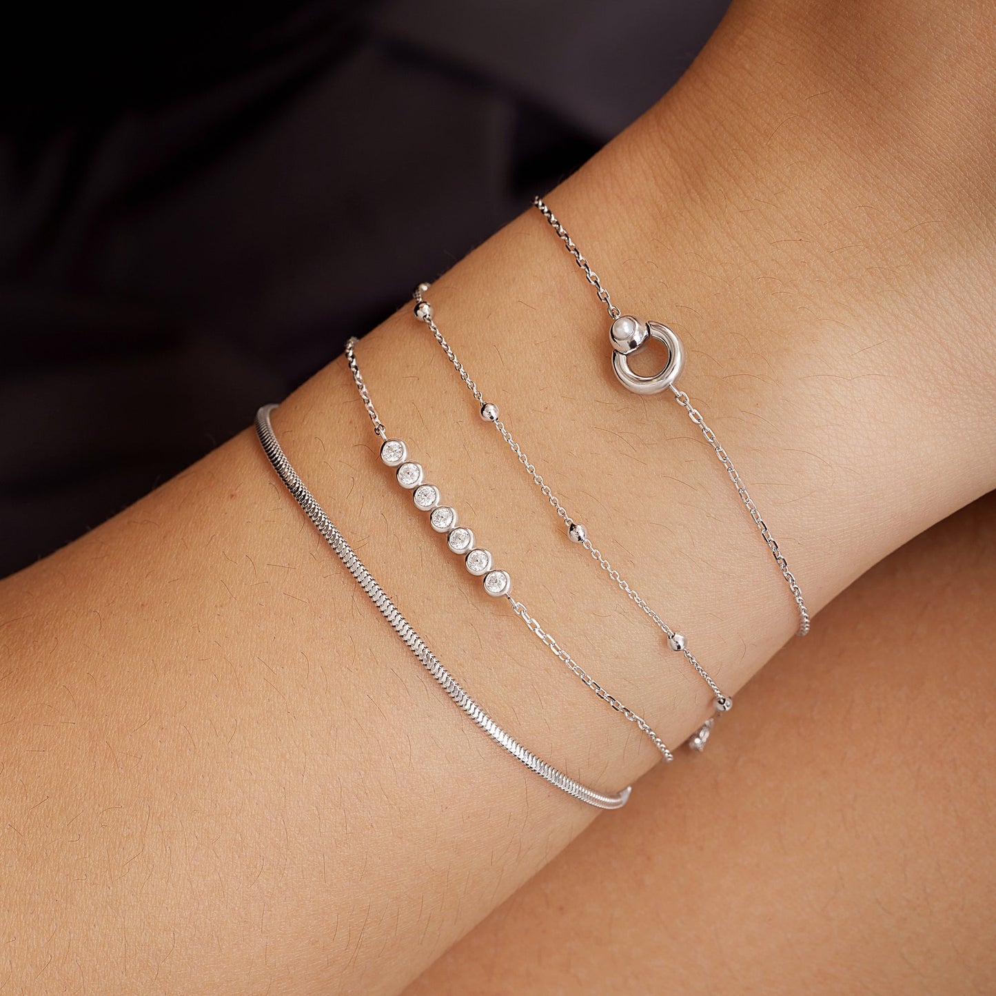 Silver Hoop Freshwater Pearl Bracelet