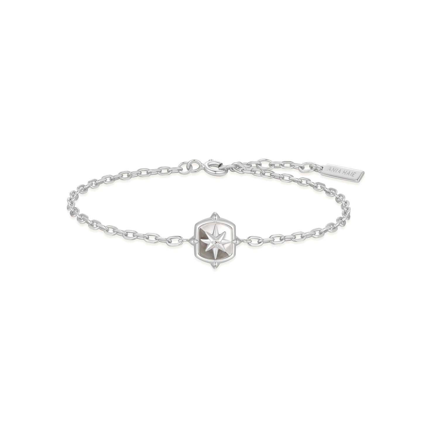 Silver Colour-Block Mother of Pearl Star Bracelet