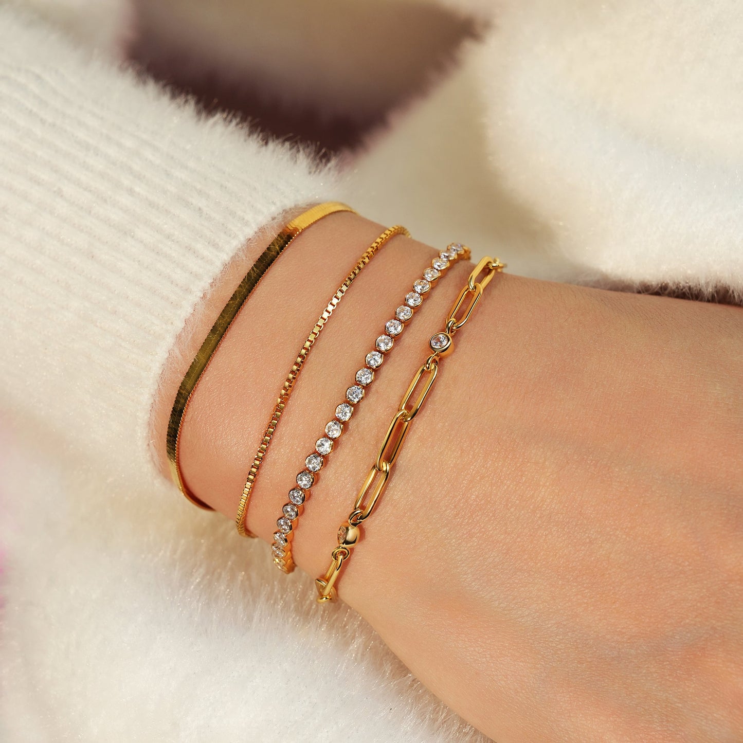 Gold Box Chain Bracelet