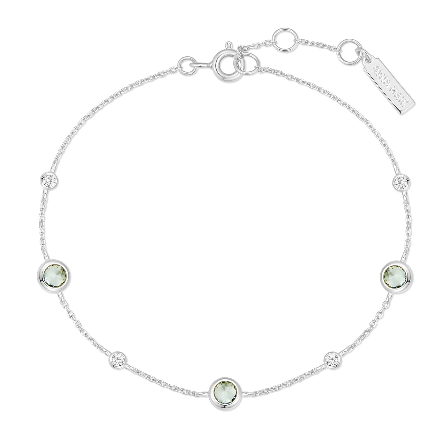 Silver Mint Green Station Bracelet
