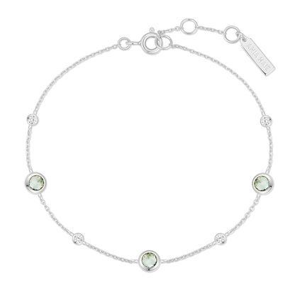 Silver Mint Green Station Bracelet