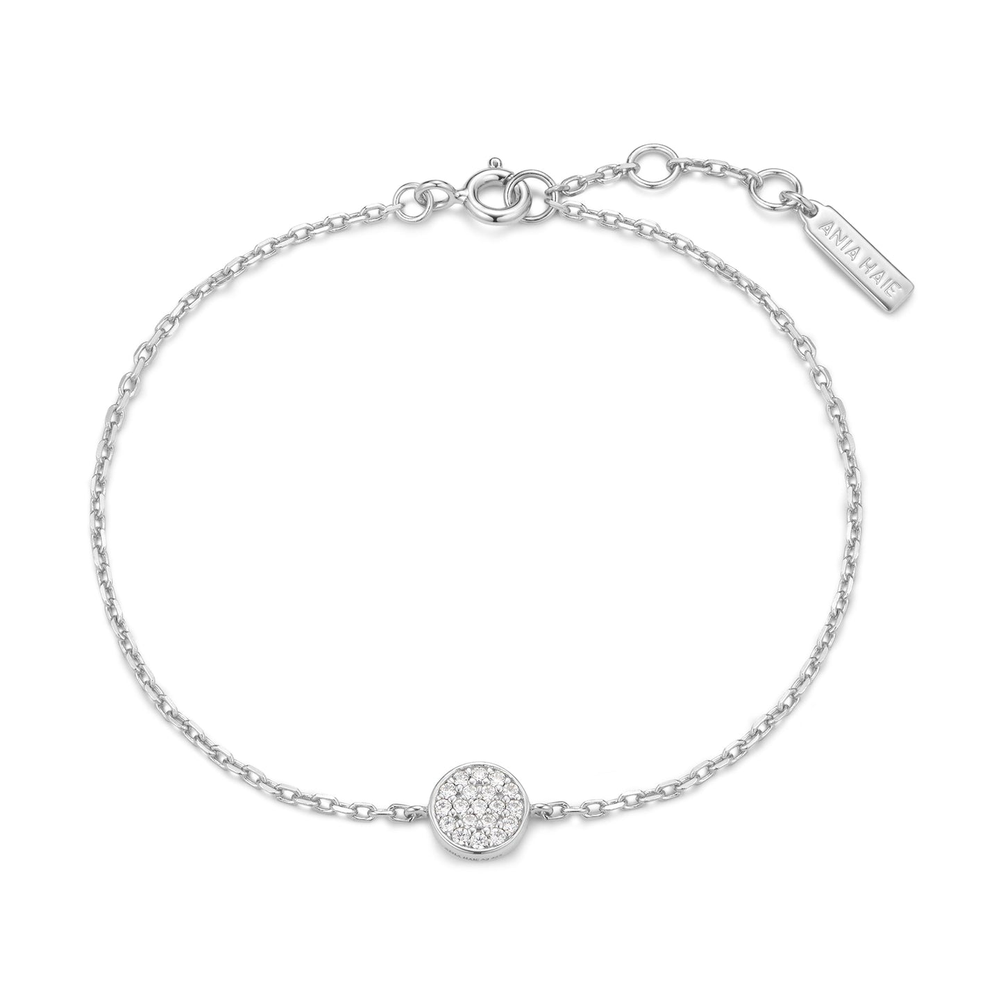 Silver Pavé Disc Bracelet