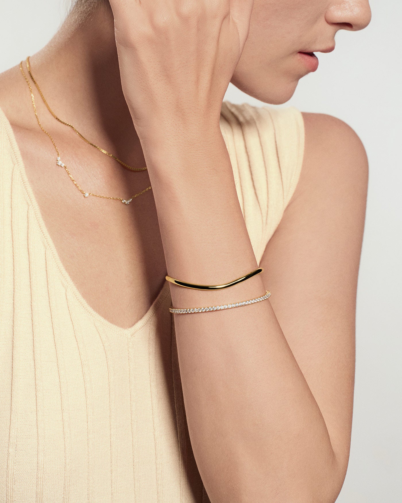 Gold Pavé Tennis Bangle