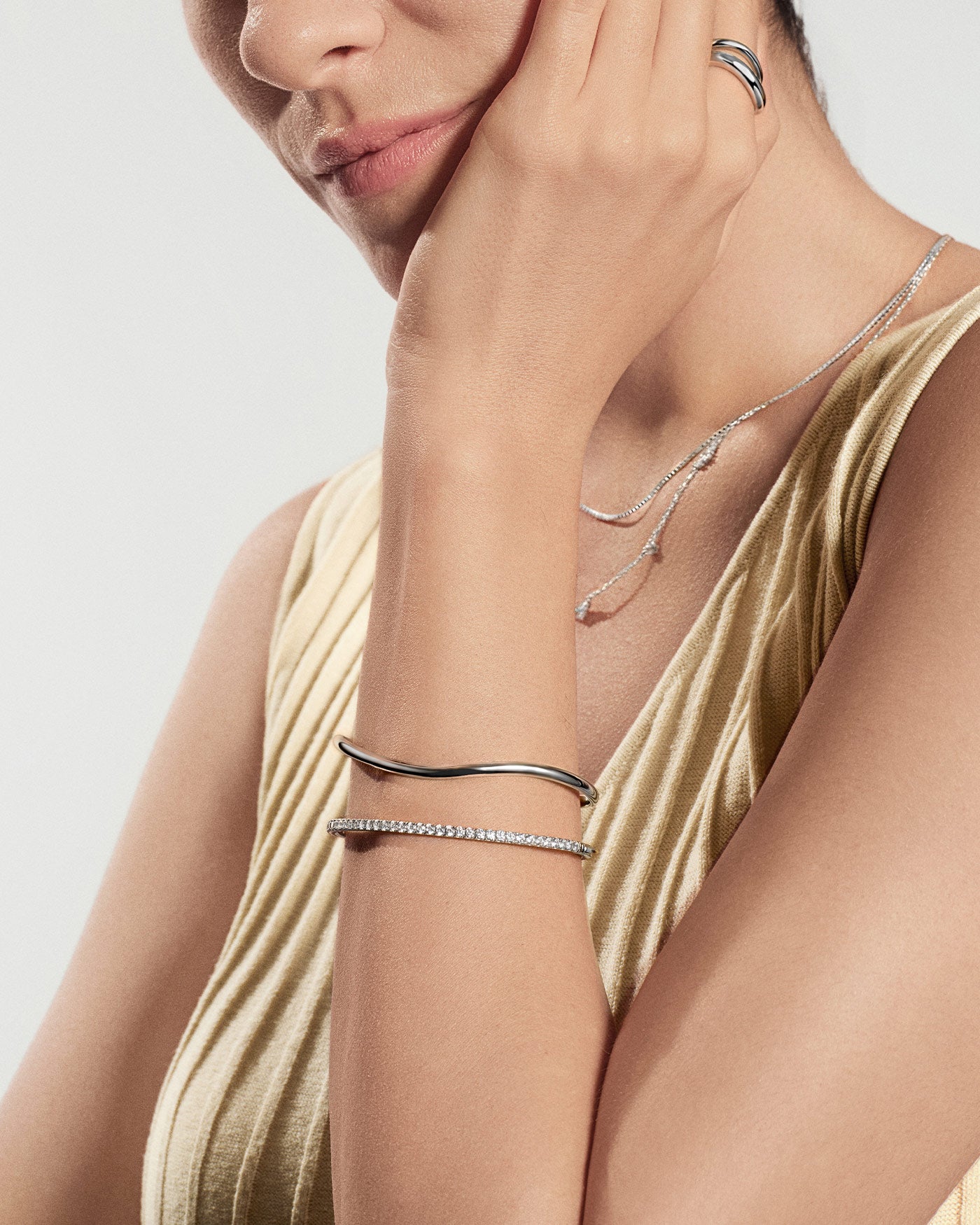 Silver Pavé Tennis Bangle