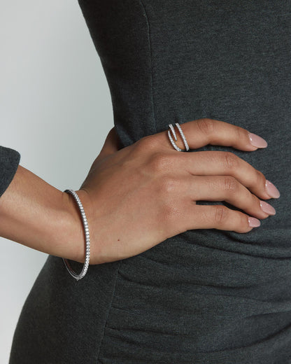 Silver Spiral Pavé Adjustable Ring