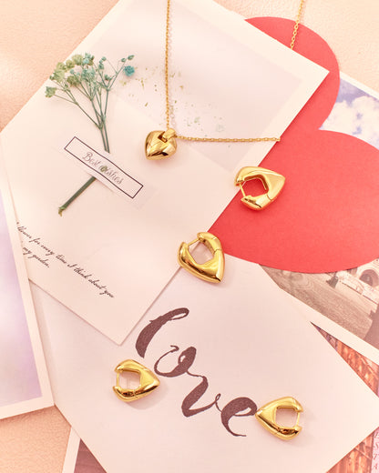 Gold Puffy Shield Huggie Hoop Earrings
