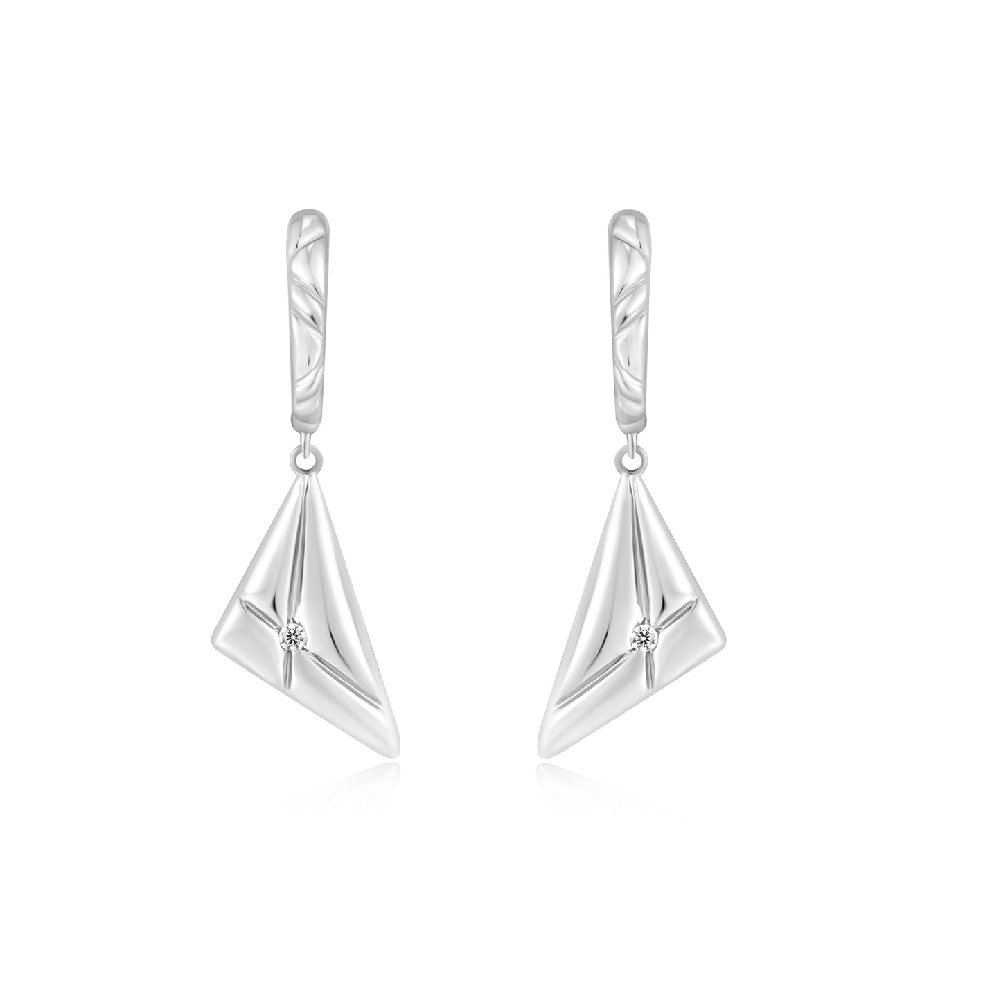 Silver Triangle Kiss Drop Huggies