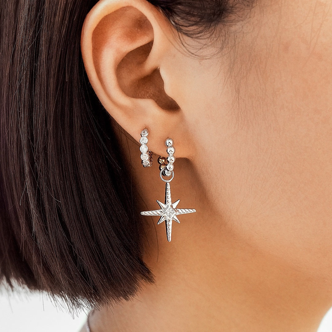 Silver Turquoise and Cubic Ziconia Star Earring Charm