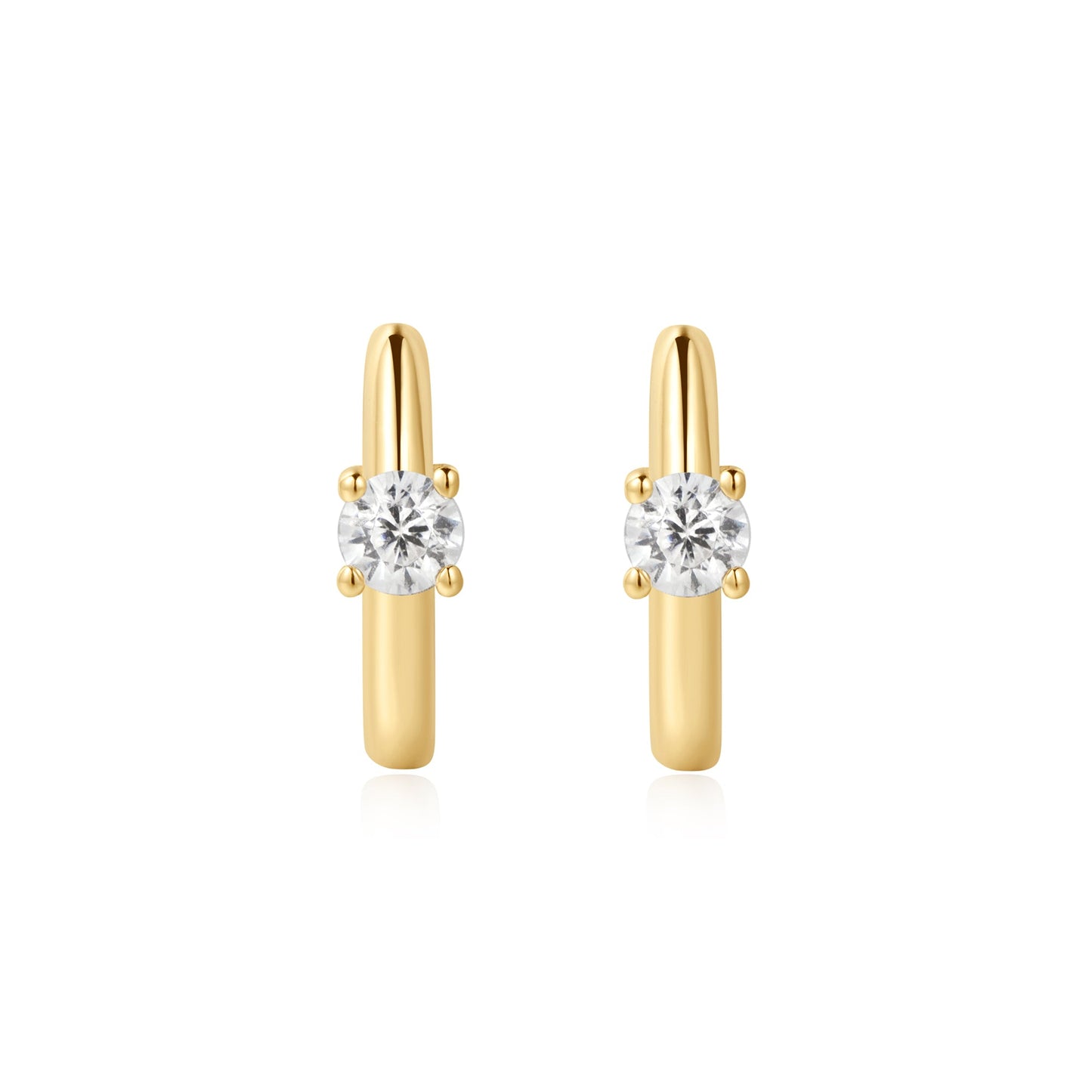 Gold Solitaire Cubic Zirconia Mini Huggies