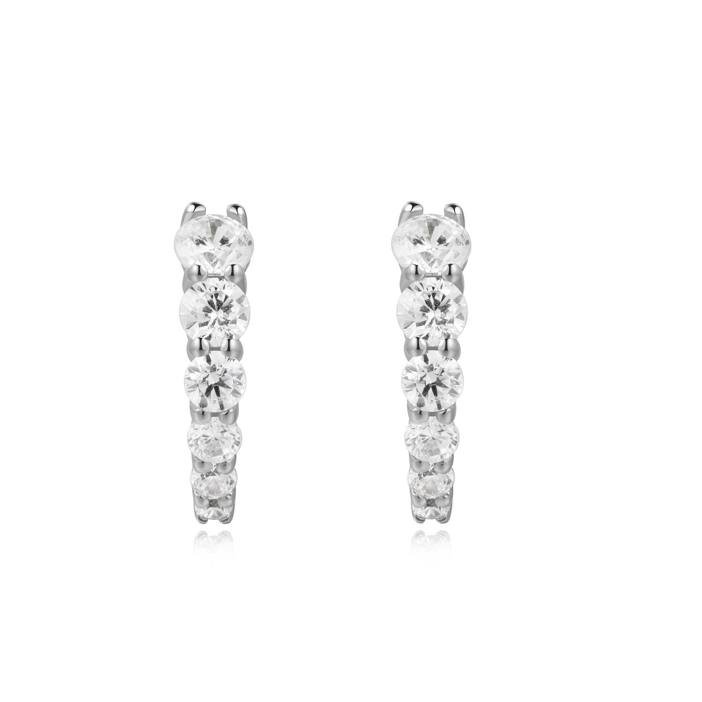 Silver Gradient Pavé Huggies