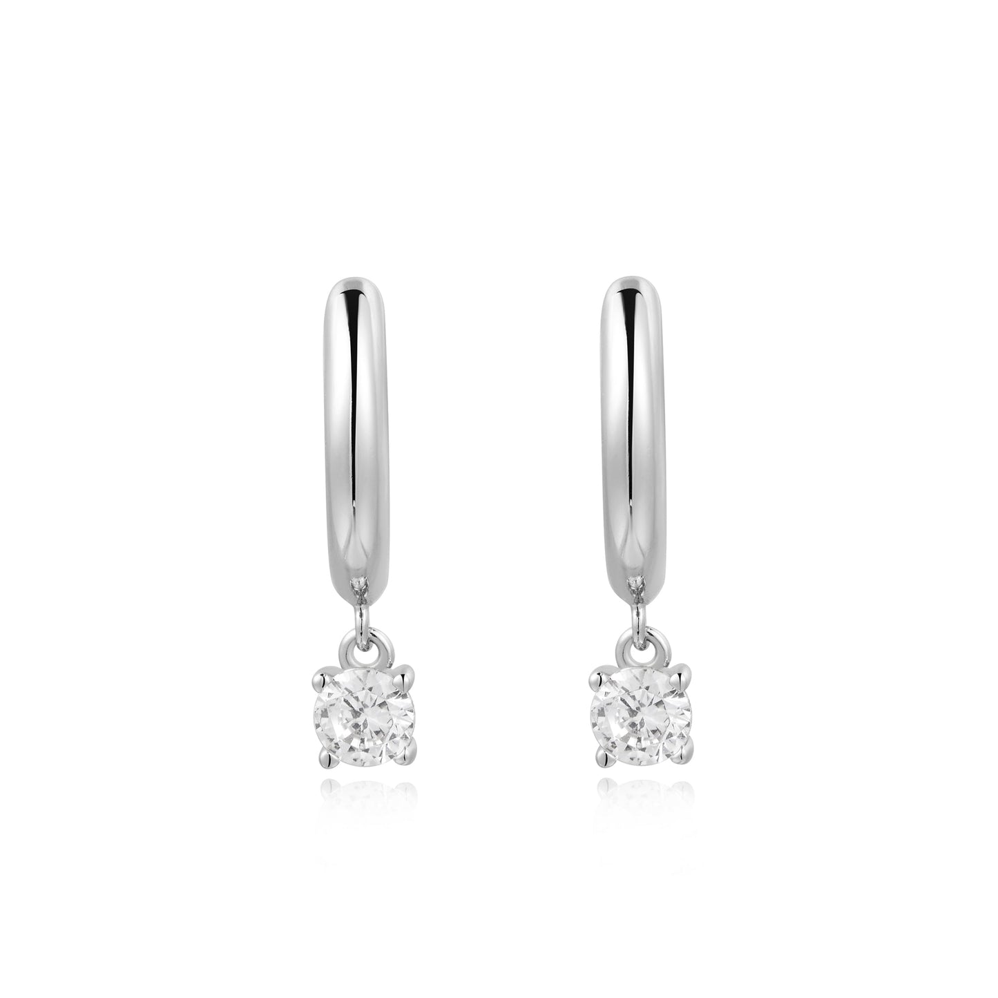 Silver Drop Solitaire Huggies