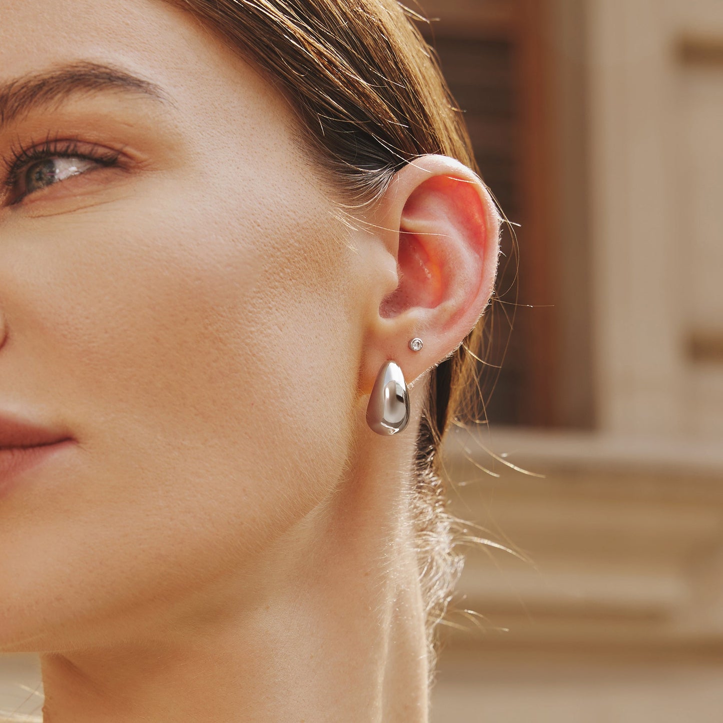 Silver Bold Dome Hoop Earrings