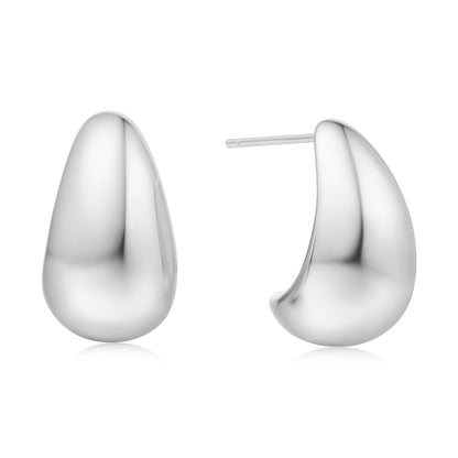Silver Bold Dome Hoop Earrings