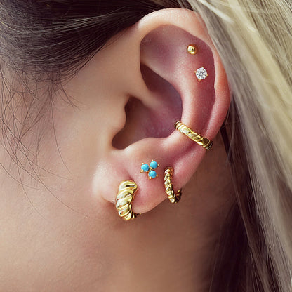 Gold Texture Small Huggie Hoop Earrings