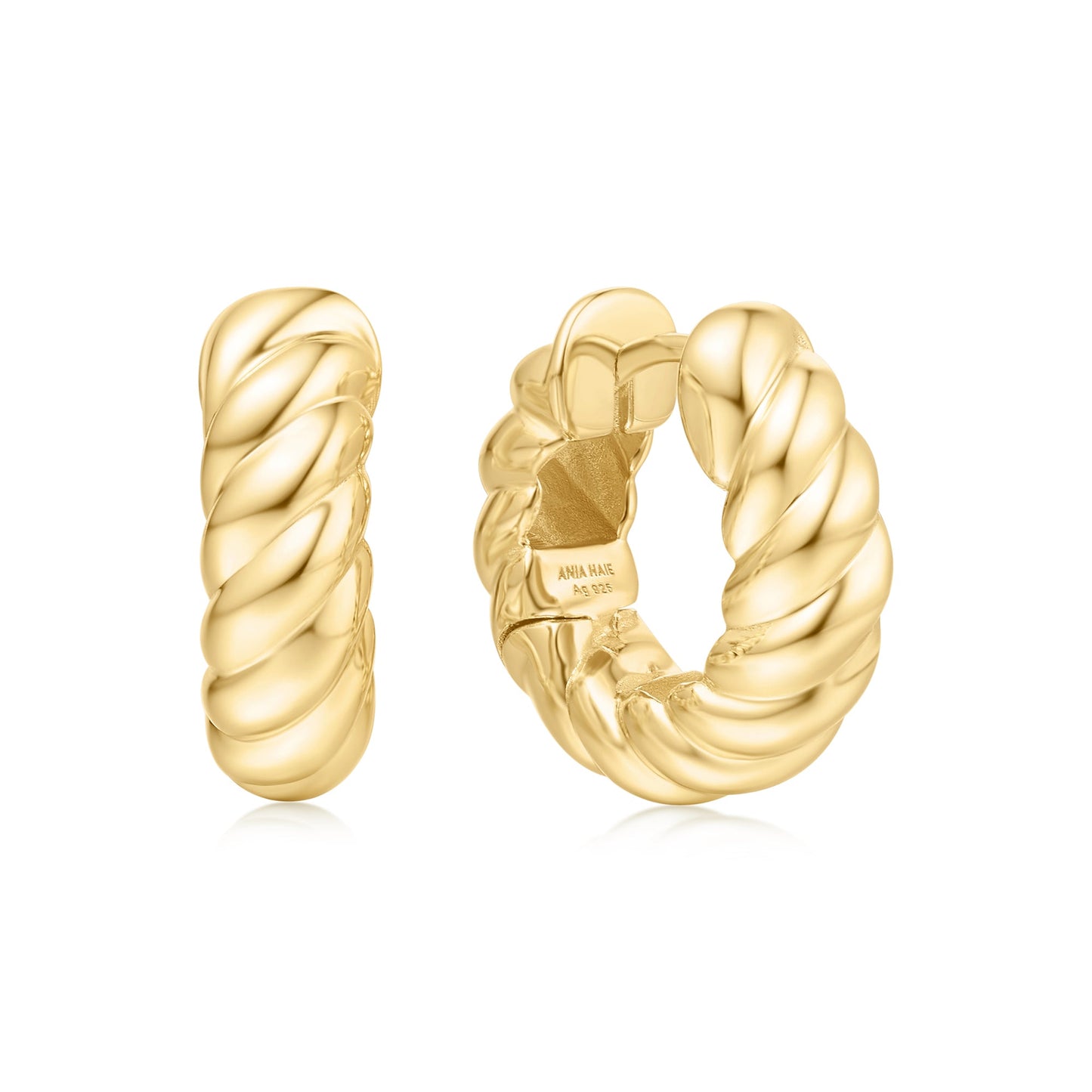 Gold Bold Texture Medium Huggie Hoop Earrings