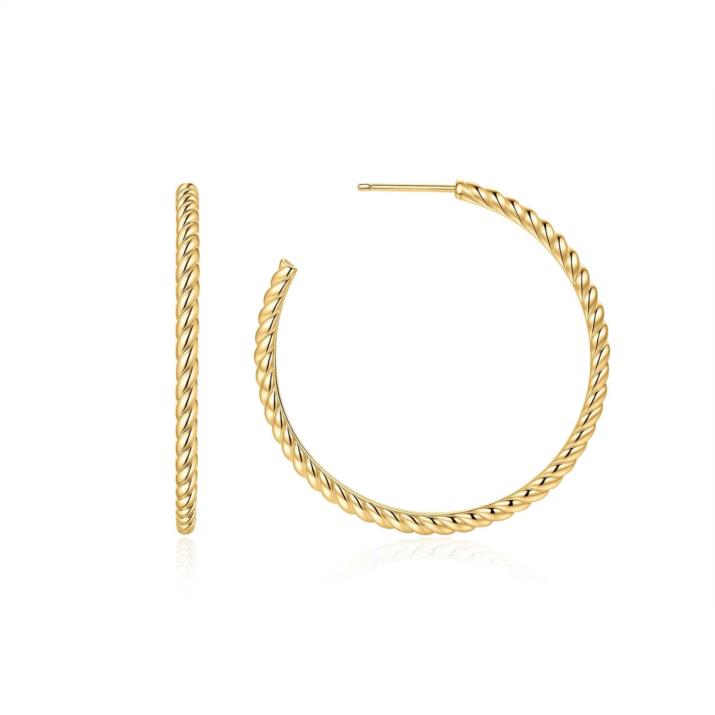 Gold Twisted Oversized Hoop Earrings