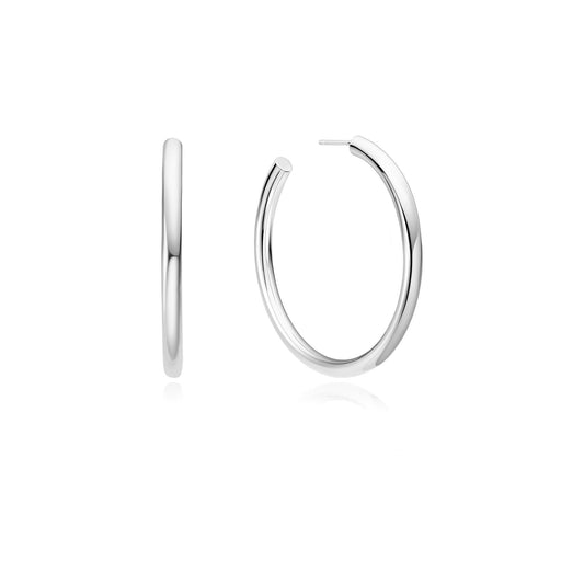 Silver Classic Tube Oversized Hoop Earrings
