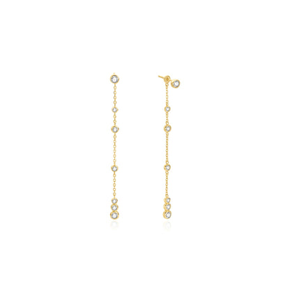 Gold Cascade Station Drop Stud Earrings