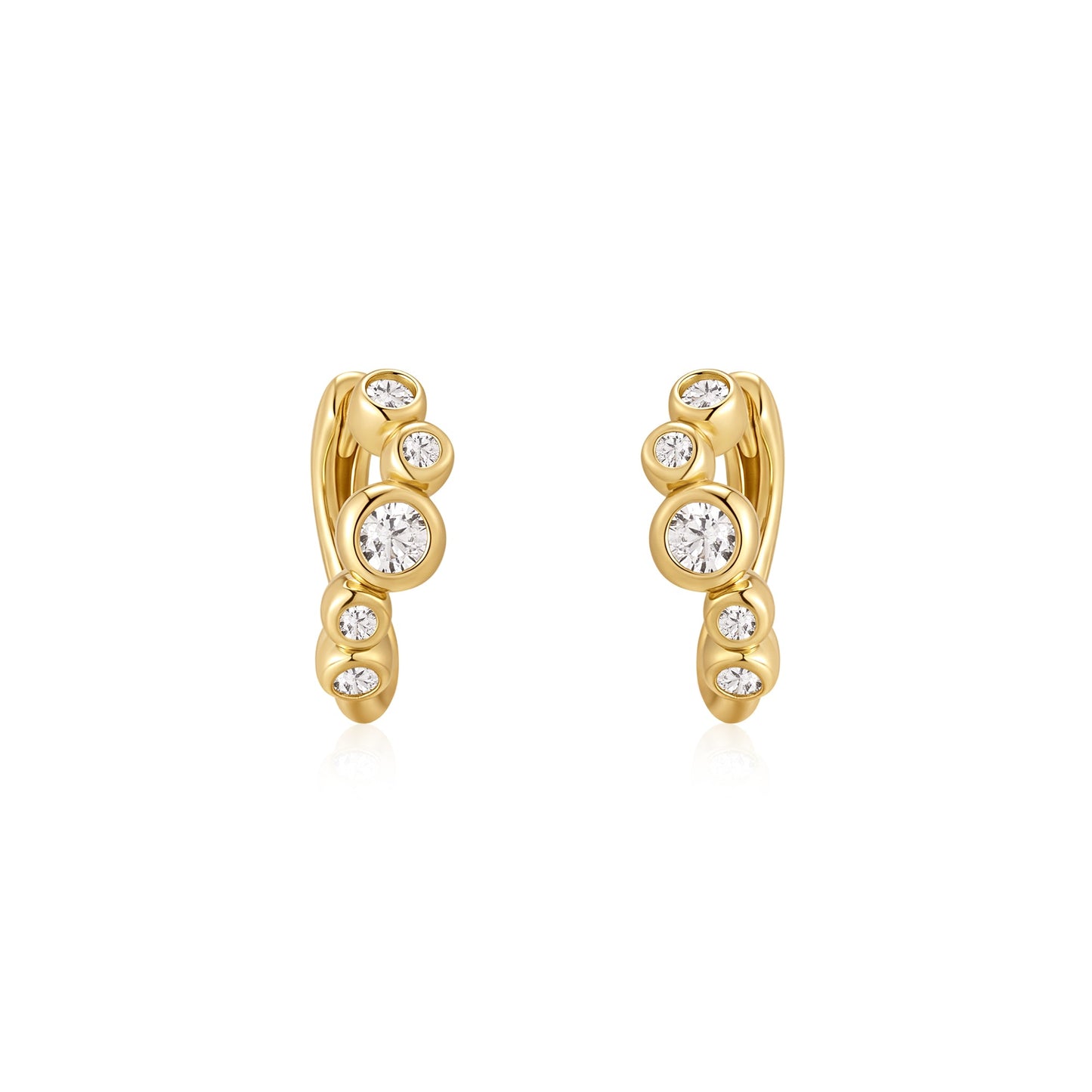 Gold Small Sparkling Tide Huggie Hoop Earrings