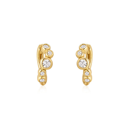 Gold Small Sparkling Tide Huggie Hoop Earrings