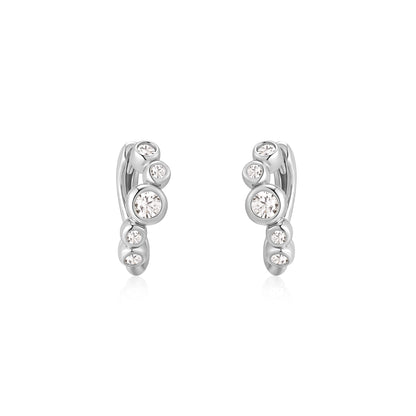 Silver Small Sparkling Tide Huggie Hoop Earrings