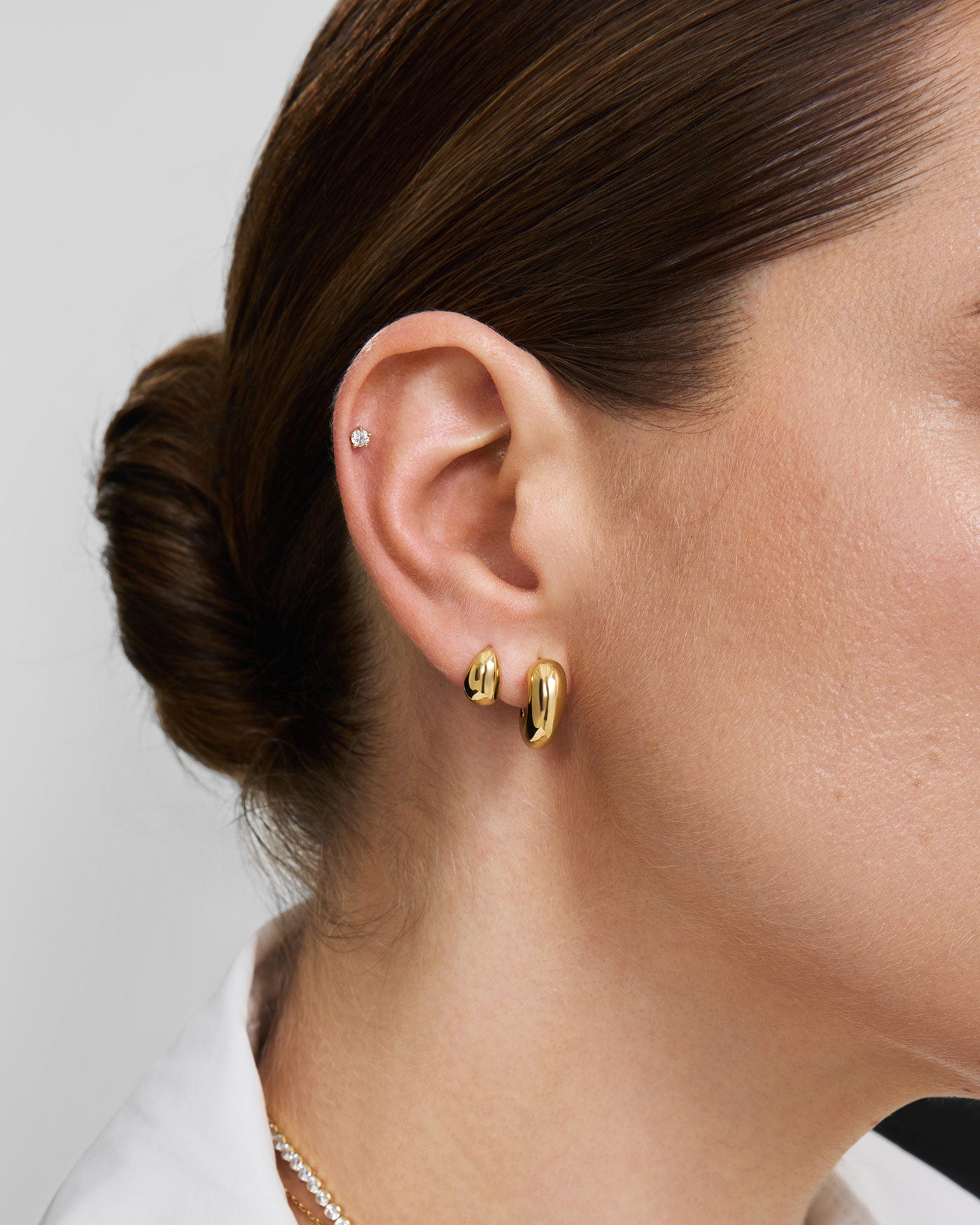 Gold Organic Dome Pebble Huggie Hoop Earrings