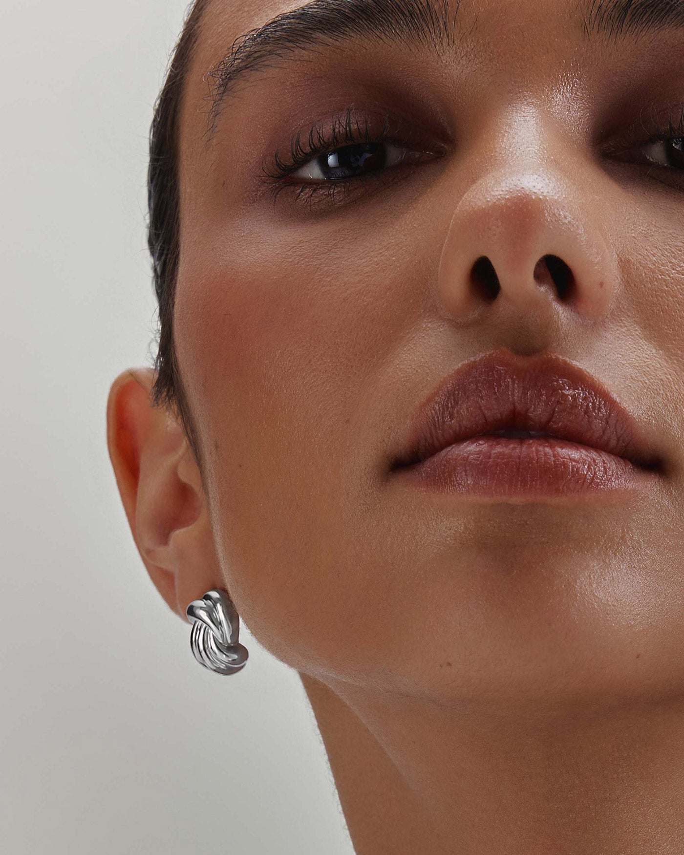 Silver Ripple Twist Stud Earrings