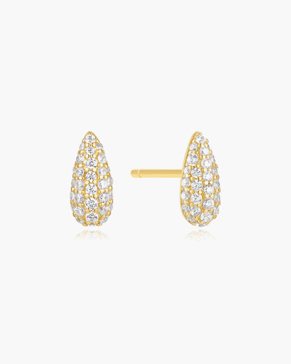 Gold Pavé Dome Stud Earrings